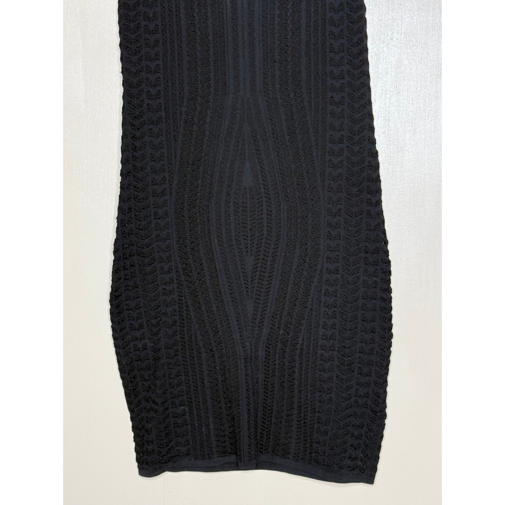 Bebe Textured Black Bodycon Sweater Dress Cutout Midi Large - Picture 4 of 10